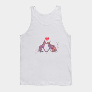 Cat and dog kissing Tank Top